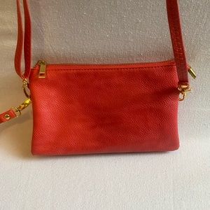 Orange/ red crossover bag